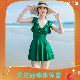 显瘦仙女泳裙 温泉泳衣露背连体海边度假游Y装 轻奢定制新品 ins韩版