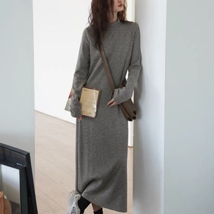2025年半高领打底连衣裙新款 女针织春秋冬配大衣裙子内搭气质