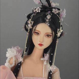 ob27bjd娃可儿芭比娃娃兵人娃古风古代假发套加发簪步摇流苏头饰