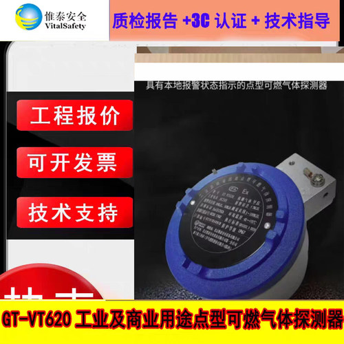 惟泰安全防爆型工业及商业用途可燃气体探测 GT-VT620甲烷 丙烷用