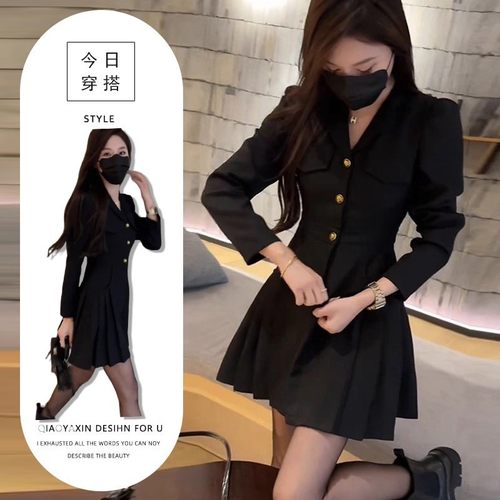 今年流行特惠2025秋冬新款法式高级感赫本风西装裙女时尚轻奢显