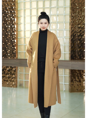 今年流行特惠ZY60201大爱美依缘2026新款高级中长款宽松系带毛呢
