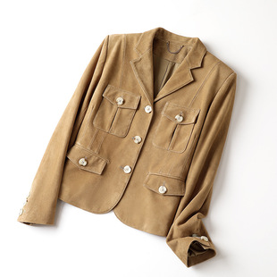 气质 头层山羊反绒韩系风修身 今年流行特惠真皮皮衣HN5186秋季 新款