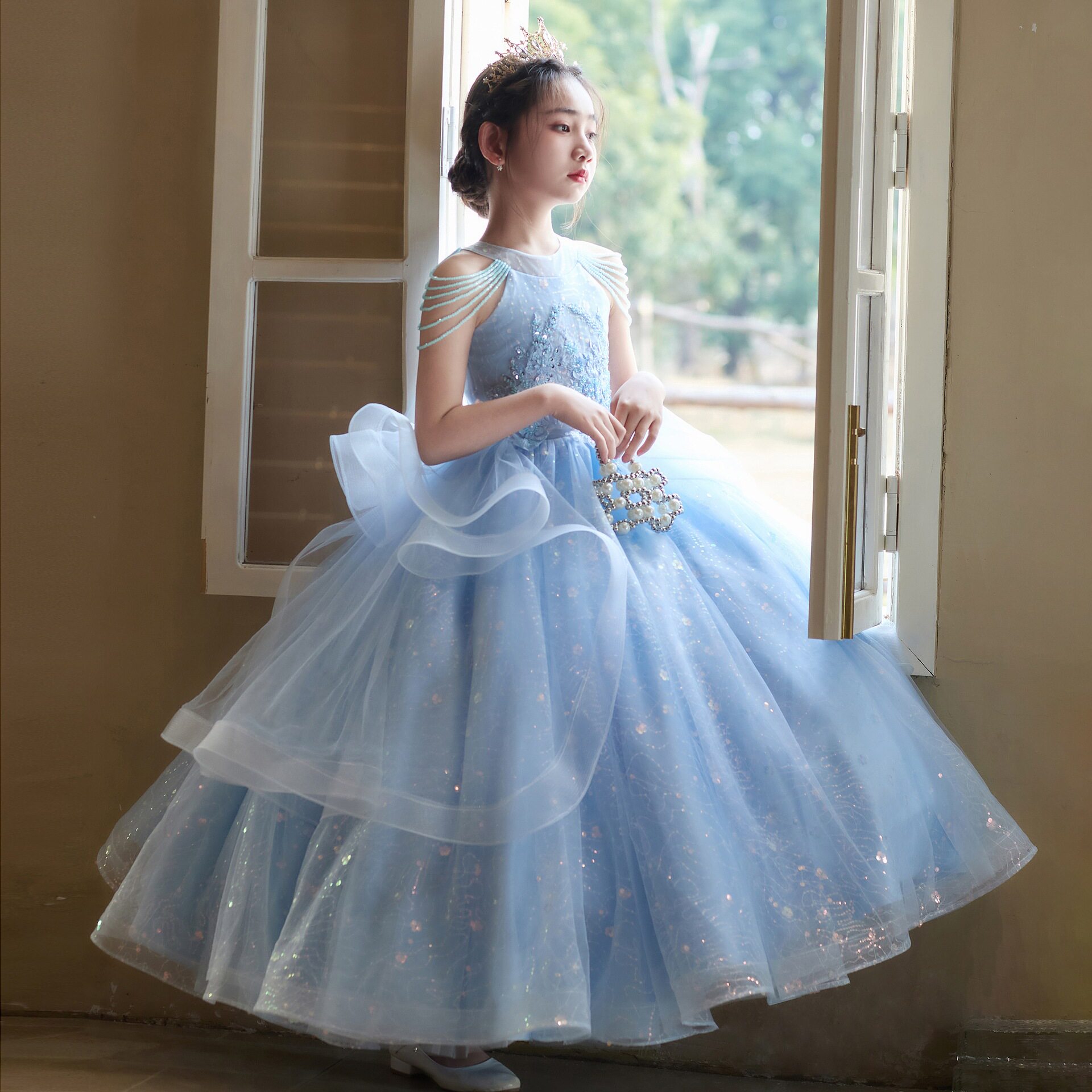 女童绝美晚礼服高端轻奢小众主持人公主裙儿童钢琴演奏演出服春季图片