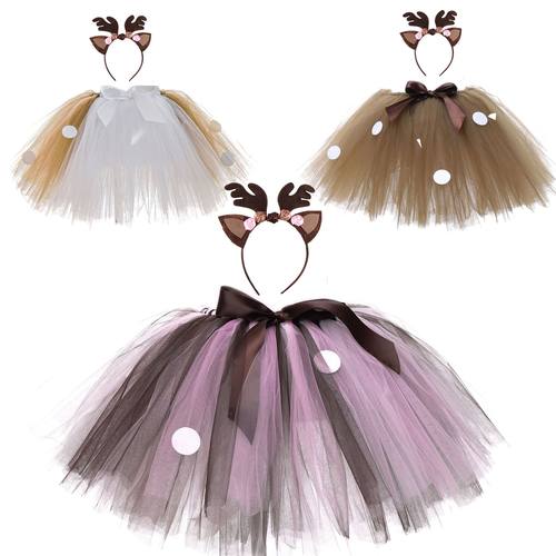 外贸爆款小鹿蓬蓬裙女童半身裙儿童公主裙卡通cos礼服tutu裙短裙