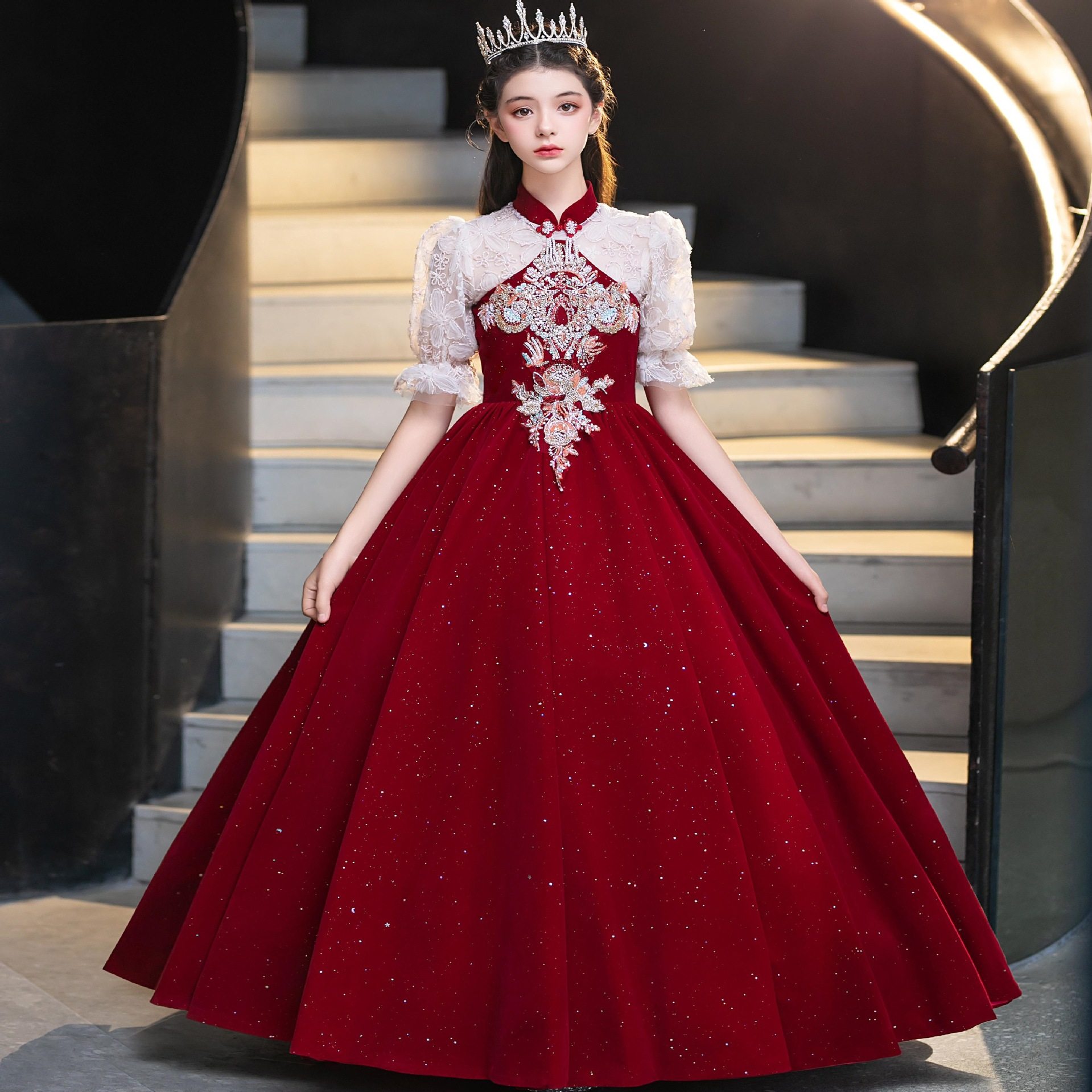 2026秋季新款红色中国风高端轻奢女童礼服公主裙主持人钢琴演奏演,童装/婴儿装/亲子装,儿童礼服,淘宝优惠券,粉丝福利购,淘宝优惠卷