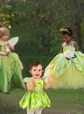 2026春夏款小精灵连衣裙tinker bell欧美跨境女童公主裙Tiana扮演