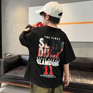 痞帅风炸街t男童短袖T恤儿童洋气韩版男孩中大童夏装童装网红上衣