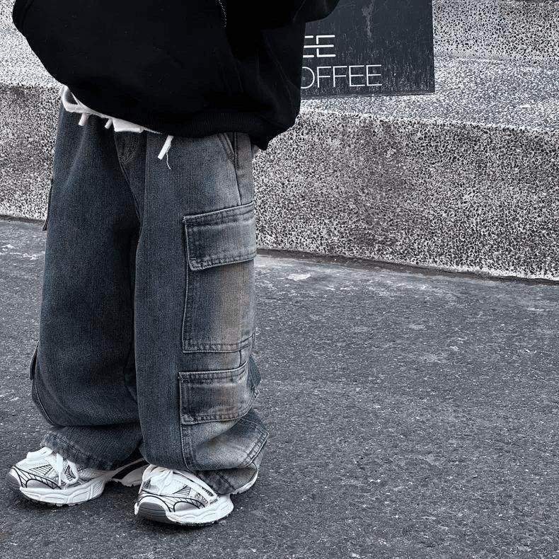 儿童裤子工装裤春秋冬季男女童痞帅牛仔裤街舞潮酷直筒口袋长裤韩,童装/婴儿装/亲子装,裤子,淘宝优惠券,粉丝福利购,淘宝优惠卷