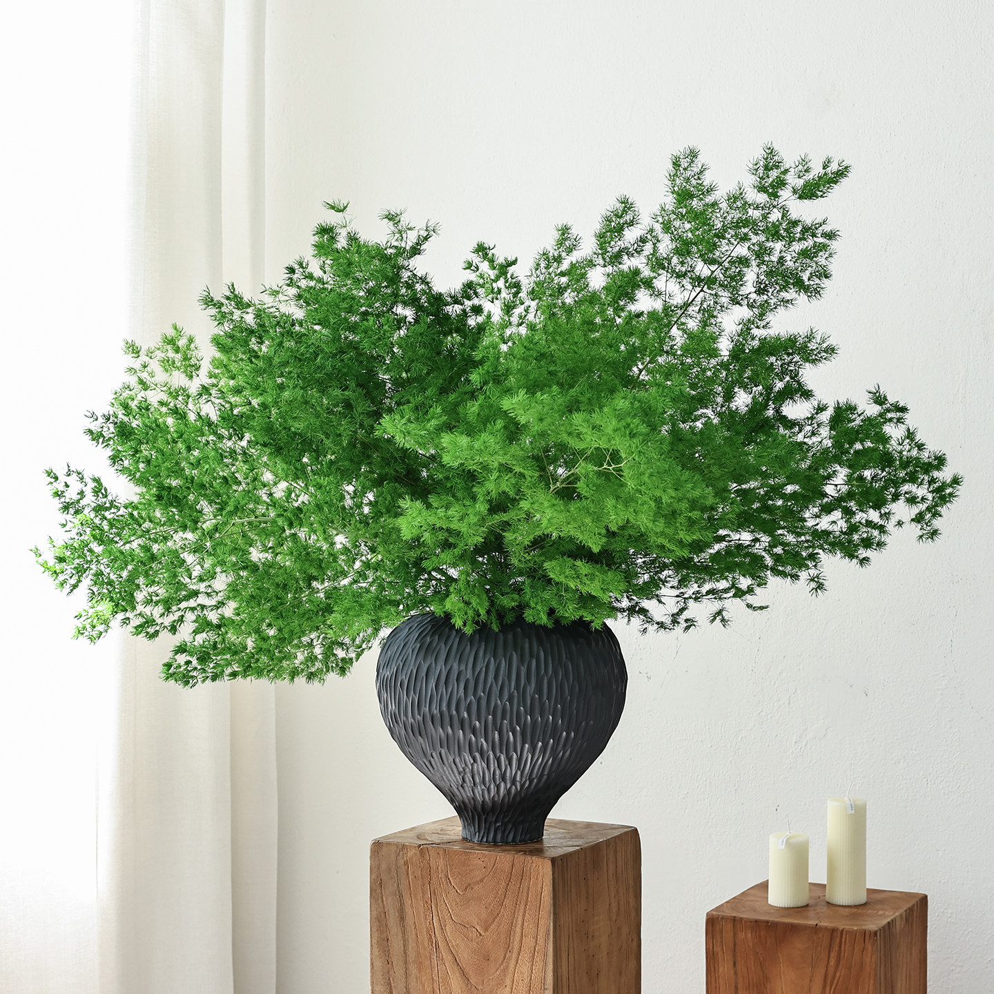 绿色蓬莱松永生花高级感真花干花花束天然风干鲜花干树枝花瓶插花