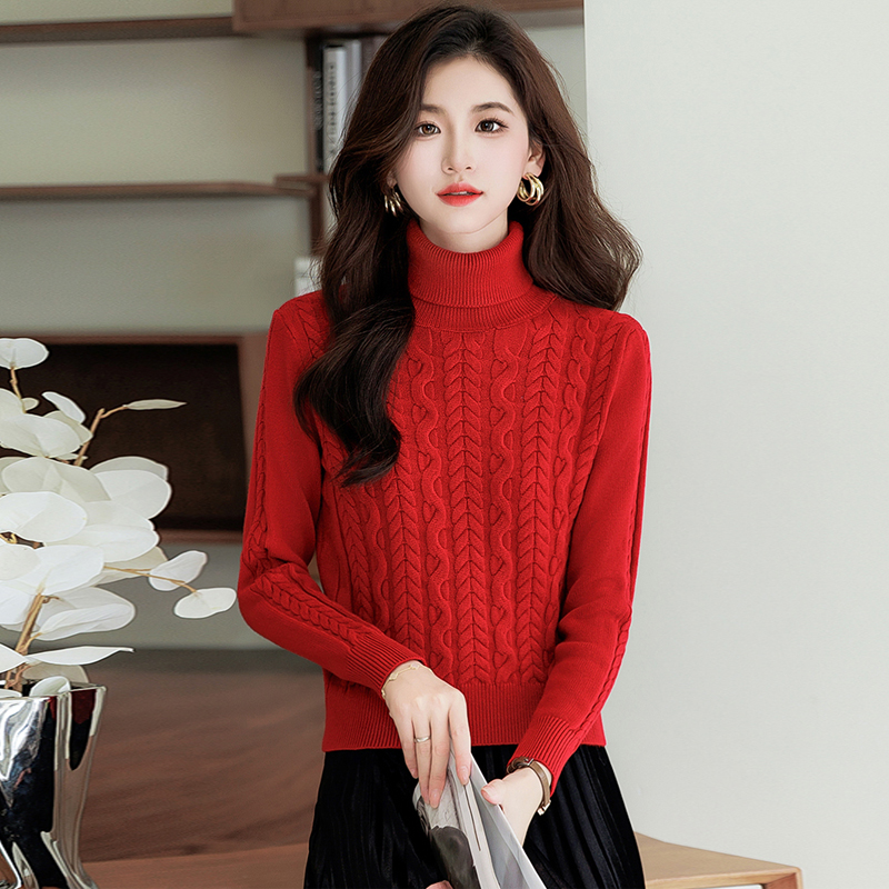 秋冬打底加厚高领麻花保暖毛衣时尚装新款套头短款针织针织衫上衣