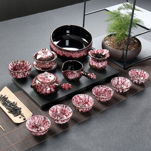 精品建盏窑变钧窑功夫茶具天目釉兔毫陶瓷侧把茶壶主人杯家用套装