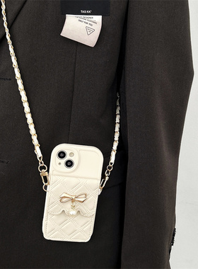 蝴蝶结插卡包适用小米13pro手机壳红米note12Turbo背带斜挎挂绳note10987pro软胶K60小众K50高级感K30K40女款