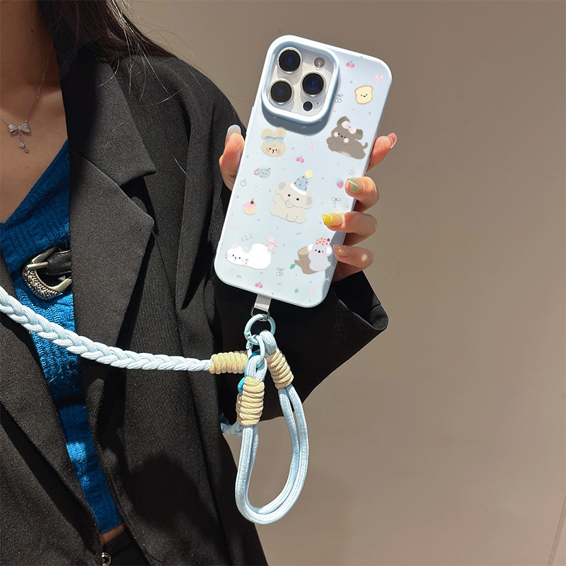 适用苹果手机壳小象动物斜挎挂绳