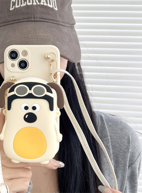 可爱卡通掌门狗零钱包适用小米13pro手机壳红米note12Turbo背带斜挎挂绳note10987pro软K60小众K50少女K30K40