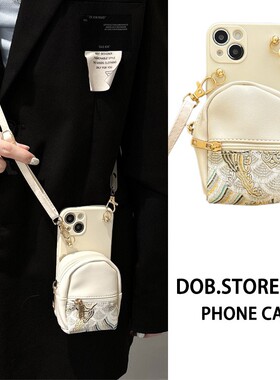 国潮祥云零钱卡包适用小米14pro手机壳红米note12Turbo软套civi3斜挎K70挂绳note13/98艺术K60K50女K40新中式