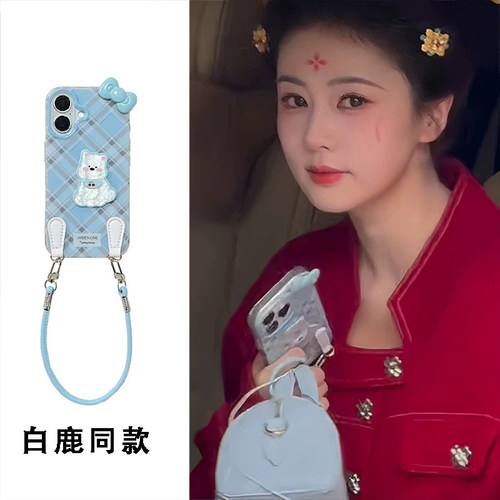 OPPO手机壳格纹立体西高地蝴蝶结