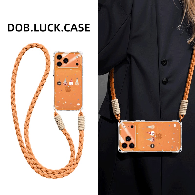 适用苹果手机壳波点饼干斜挎挂绳
