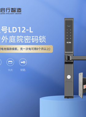 启行密码锁LD12锂电池款简约百搭各种庭院门型户外防水刷卡电子锁