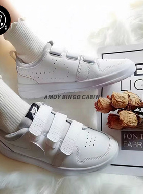 Nike耐克 PICO 5 GS 女子大童魔术贴纯白复古休闲板鞋 CJ7199-100