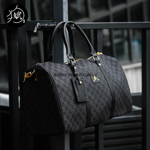 NikeAJ男女棋盘格老花行李水桶包