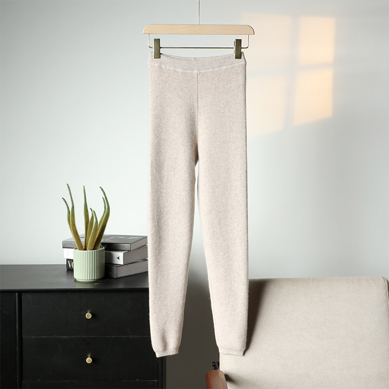 秋冬季内蒙古纯山羊绒裤女针织打底内穿保暖裤加厚紧身纯色毛裤