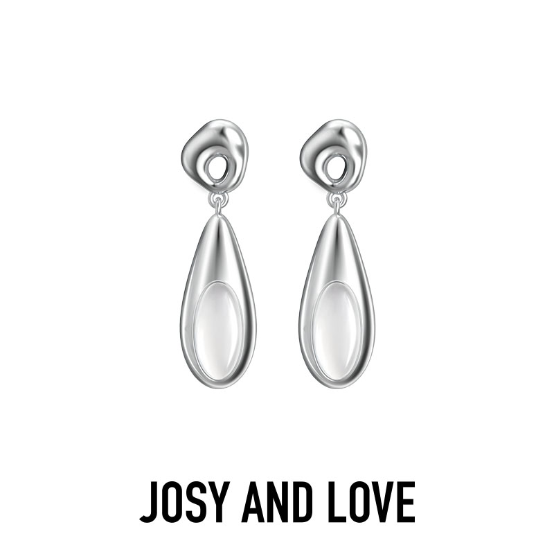 josyandlove 月光石玛瑙耳环 凝光系列 小众新中式水滴耳钉耳饰女