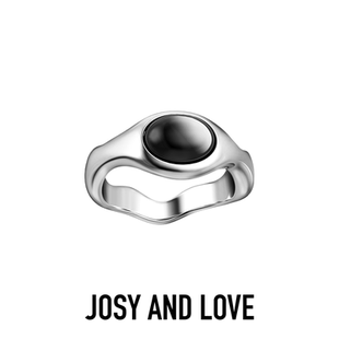 【石凯明星同款】josyandlove耀夜黑玛瑙流体戒指 小众闭口指环女