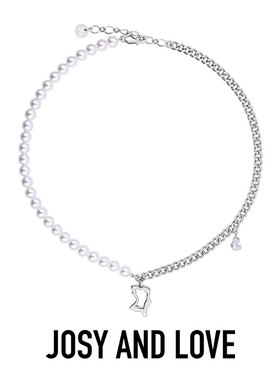 铂金锆石项链女珍珠锁骨链