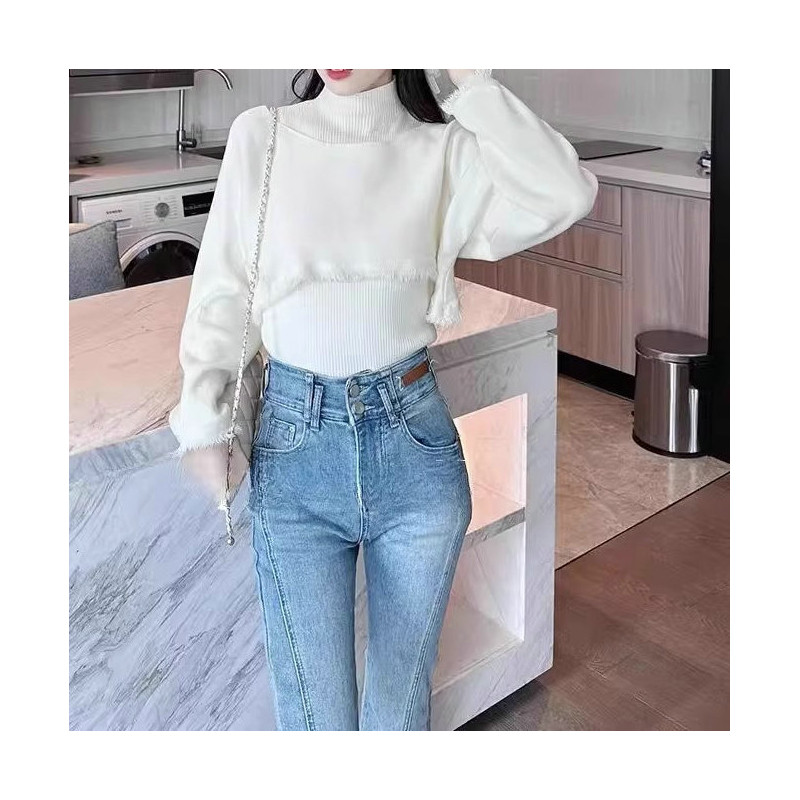 秋新款修身百搭上衣女法式洋气流苏露肩斗篷设计感小众两件套女装,女装/女士精品,时尚套装,淘宝优惠券,粉丝福利购,淘宝优惠卷