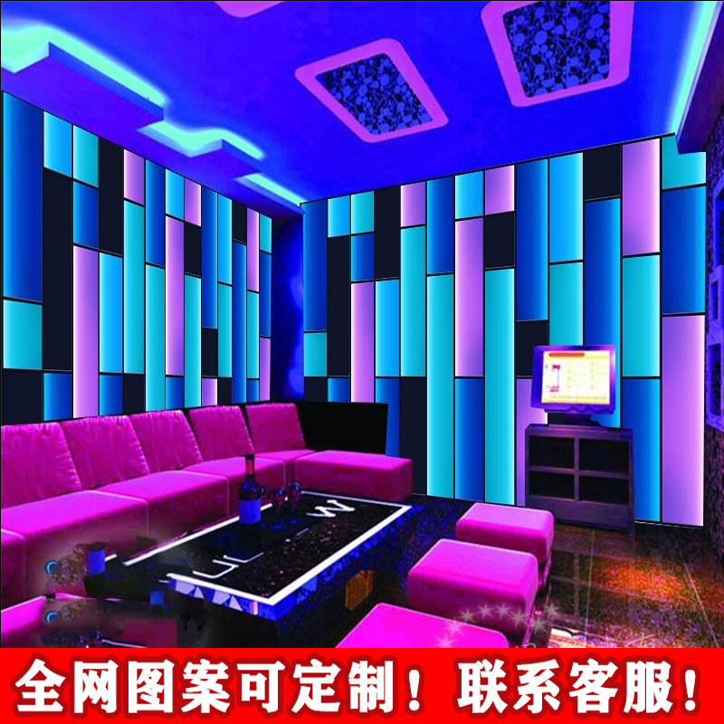 几何色块科技感仿发光壁画酒吧KTV歌舞厅装修墙纸会所装饰背景墙图片
