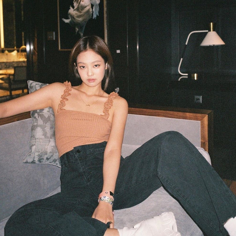 blackpink jennie金智妮同款高腰纯色牛仔裤子直筒显瘦阔腿裤女夏
