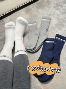 秋冬毛巾底精梳棉紧赛纺无骨 40码 C家难得出女袜 学院风条纹36