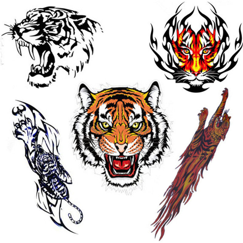 反光彩色老虎头创意个性贴车头引擎盖保险杠汽车贴纸遮挡划痕车贴