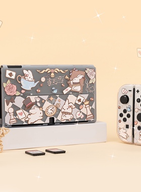 原创任天堂switch2 oled保护壳 爱丽丝兔透明磨砂分体硬壳NS配件