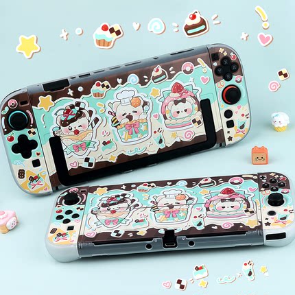 原创薄巧小熊Switch 2半透硬壳保护壳适配任天堂OLED游戏机保护套