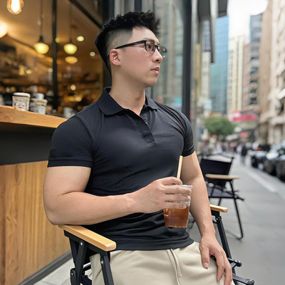 健身休闲棉质纯色polo夏季短袖