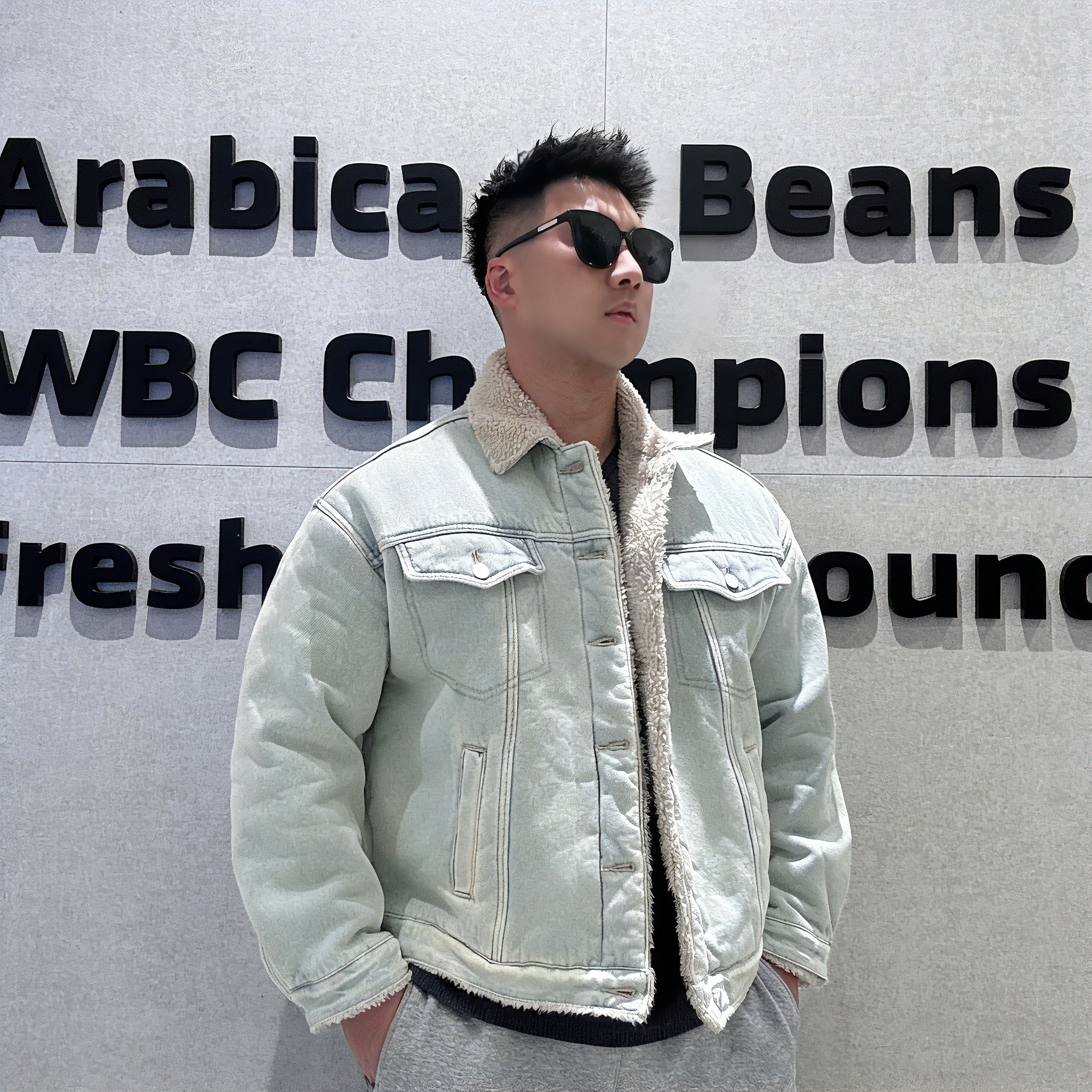 美式复古牛仔拼接羊羔绒夹克外套男士宽松加绒休闲工装夹克棉服,男装,棉衣,淘宝优惠券,粉丝福利购,淘宝优惠卷