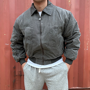 美式复古重磅水洗宽松羽绒服冬季加厚工装底特律感肌肉硬汉外套