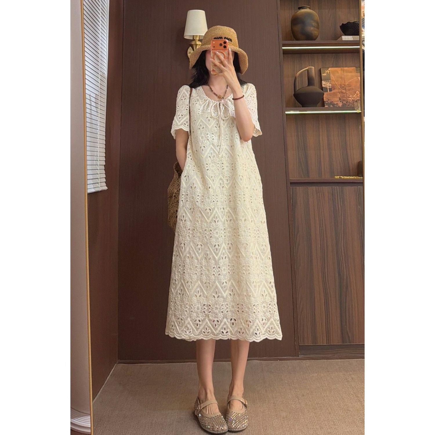 【温婉】法式重工刺绣连衣裙女夏季裙子
