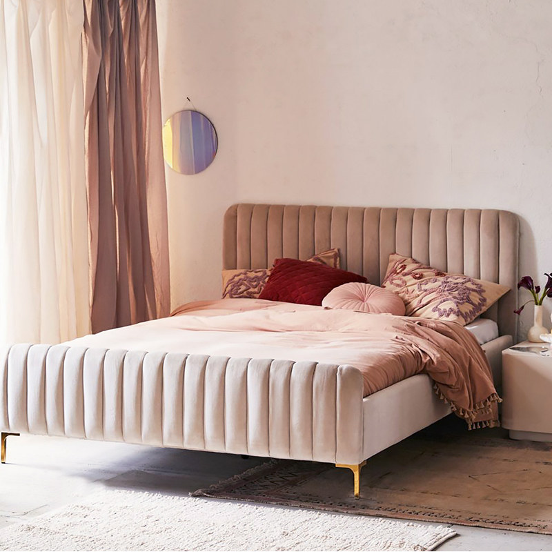 床轻奢现代主卧双人布艺北欧ins风床简约创意女生卧室床1.8米大床
