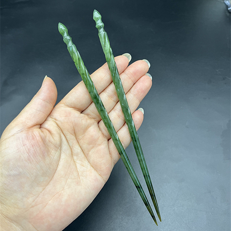 碧玉玉骨蛟丝发簪天然和田玉簪子
