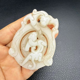 琉璃螭龙吊坠挂件仿白玉坠明清龙型古风汉服配饰服装道具颈饰项坠