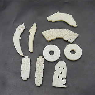 雪花玉玉璜吊坠挂双龙弯璜玉石风铃配件长方形雕纹汉服腰佩玉配饰