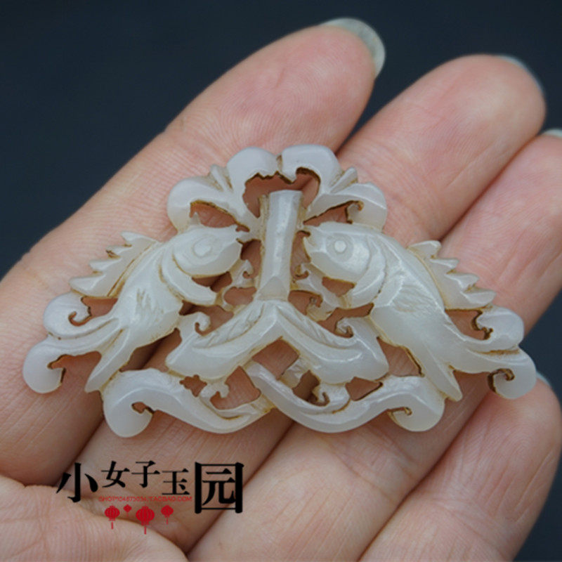 拉丝双鱼古风情投意合服装玉佩
