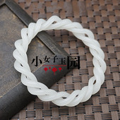 古典手工首饰中国风仿故宫藏品清宫白玉麻花玉镯绞丝螺旋镂空手镯
