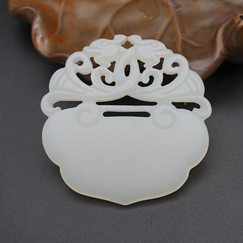 仿白玉双龙如意吊坠挂件民族风腰佩流苏双面镂空雕刻古装汉服配饰