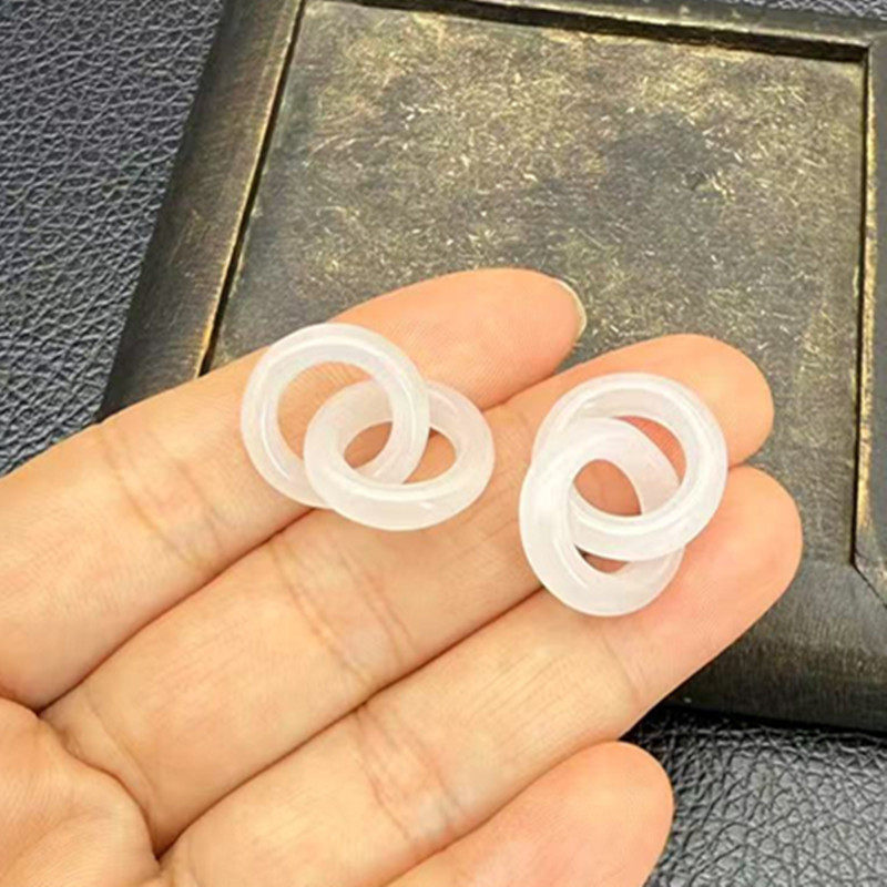 金丝玉圆环双环耳环吊坠挂件新疆白玉圆圈耳坠挂饰diy 手工玉配件