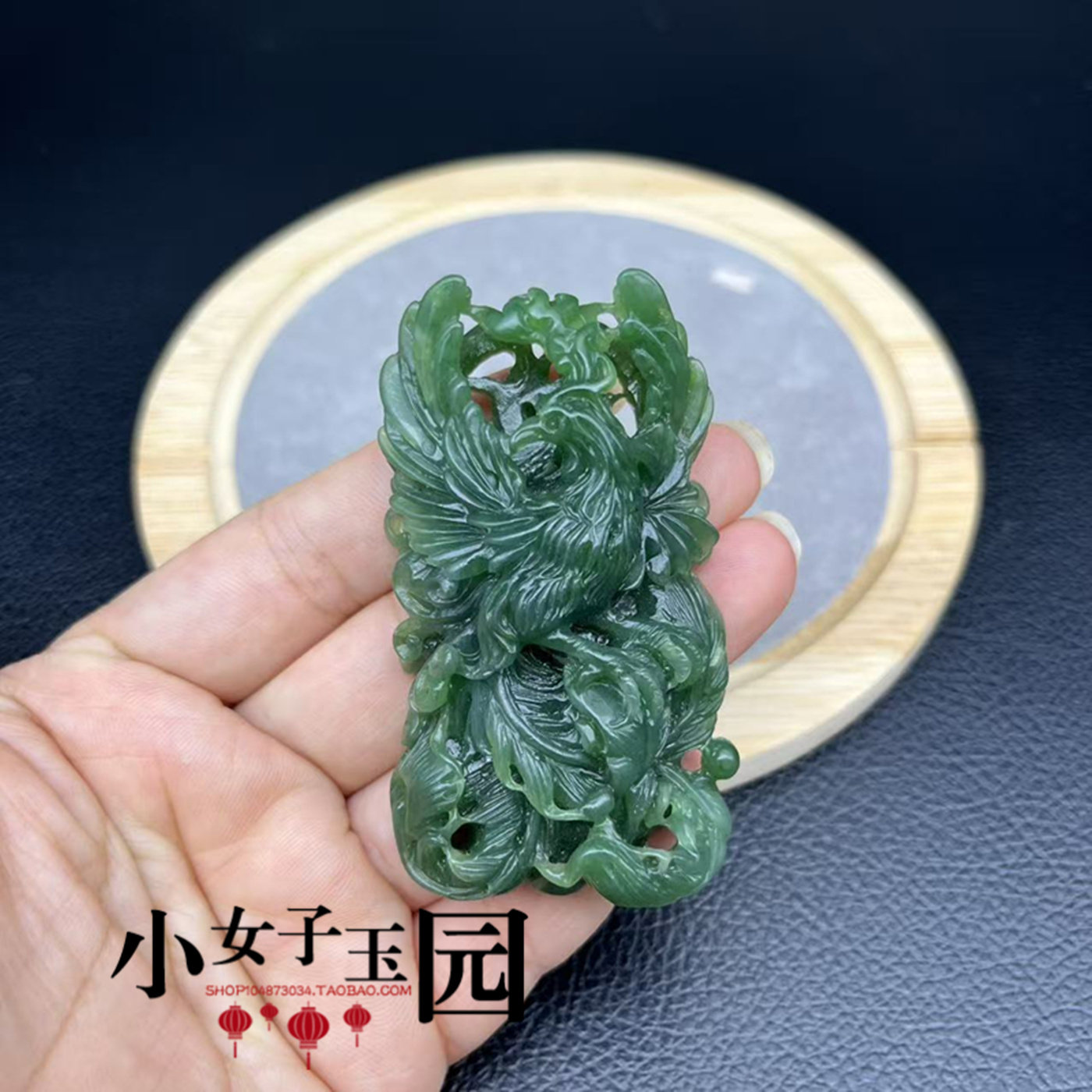 和田玉凤凰吊坠挂件碧玉凤鸟玉佩