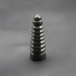 和田玉青玉文昌塔吊坠挂件立体雕刻玉塔玉佩玉坠小摆件腰佩钥匙扣